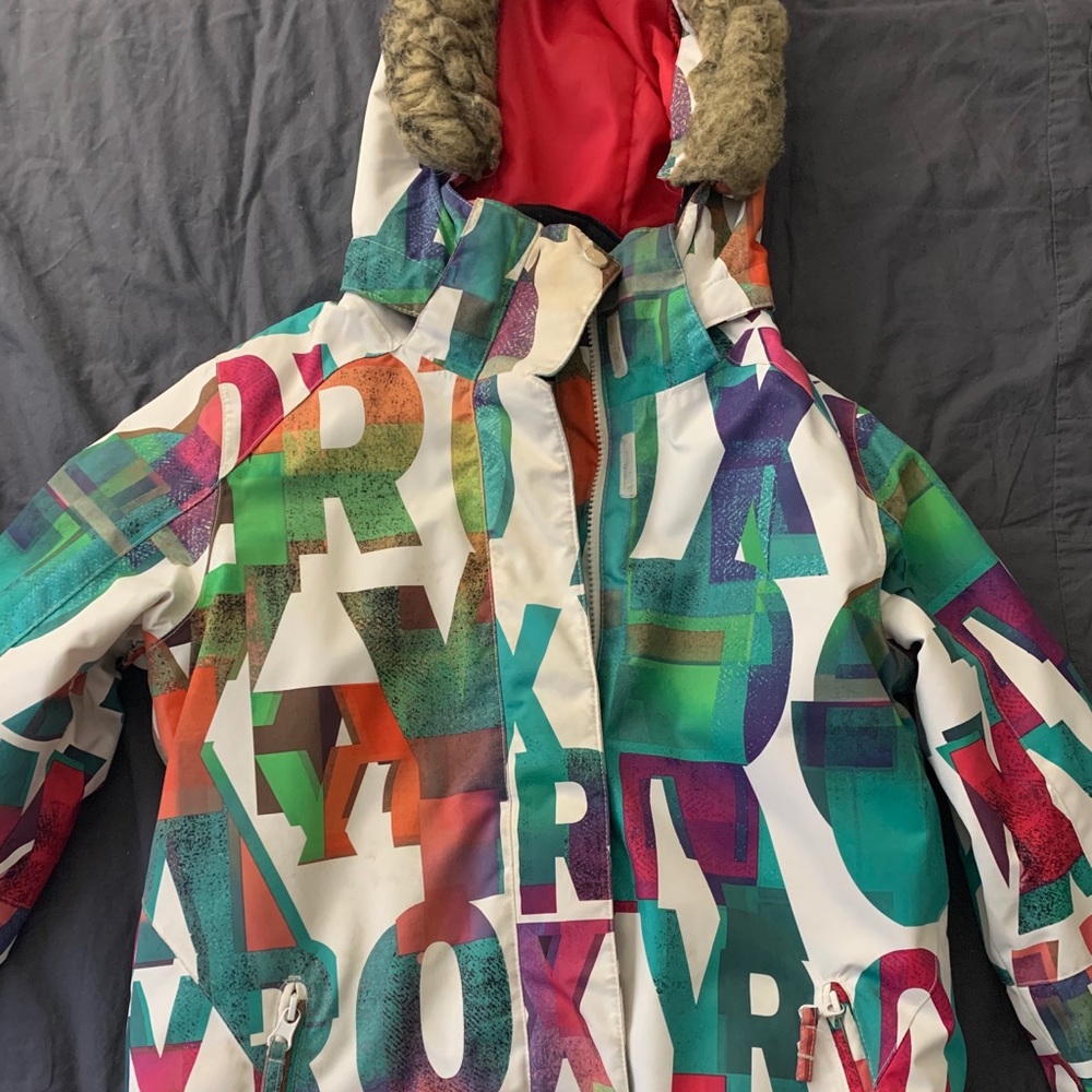 Colourful logo printed roxy winter jacket